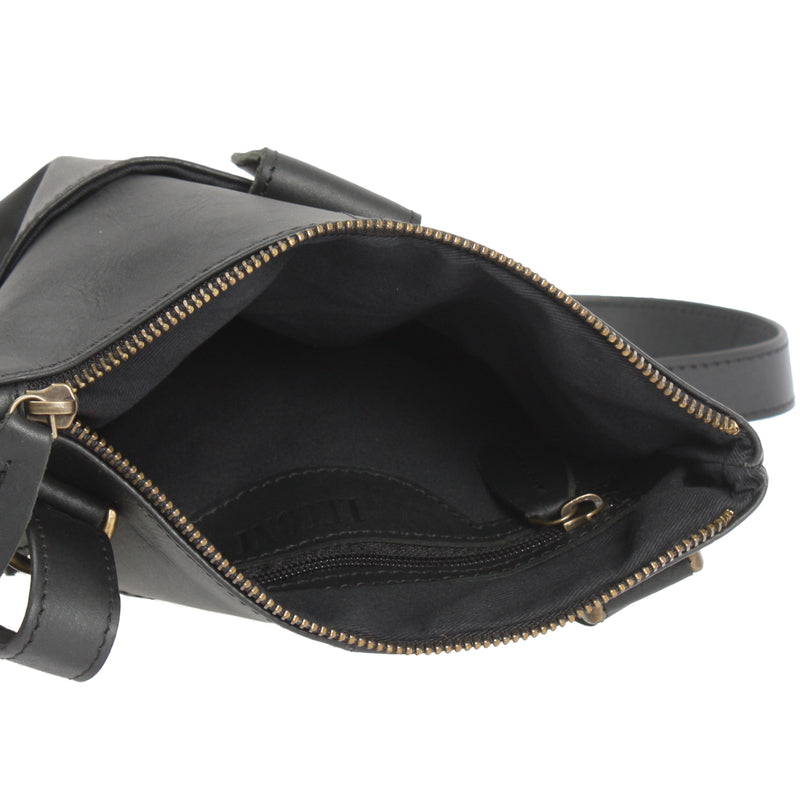 Leconi kleine Umhängetasche Damentasche Herrentasche Ledertasche schwarz LE3060 Rabatt