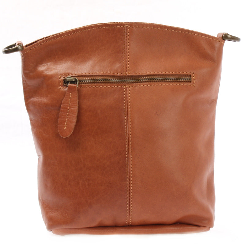Leconi kleine Umhängetasche Schultertasche Freizeittasche Leder cognac LE3049 Günstig kaufen