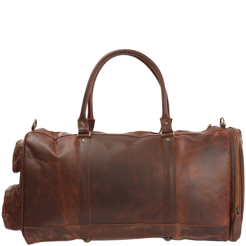 Leconi Reisetasche Weekender Sporttasche Damen Herren Leder braun LE2017 Großer Ausverkauf