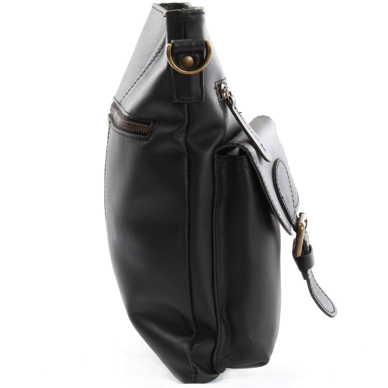 Leconi Umhängetasche Schultertasche Ledertasche Leder schwarz LE3084 Flash Sale