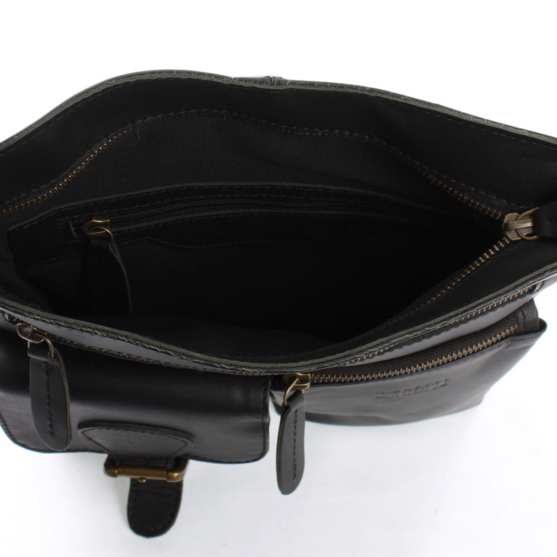 Leconi Umhängetasche Schultertasche Ledertasche Leder schwarz LE3084 Flash Sale