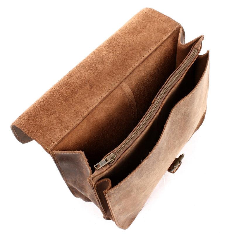 Leconi Umhängetasche Schultertasche Freizeittasche Büffelleder klein vintage braun LE3061 Online Shopping
