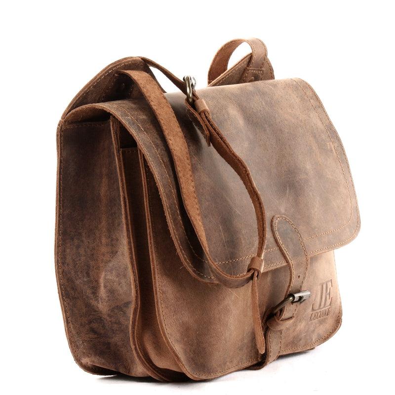 Leconi Umhängetasche Schultertasche Freizeittasche Büffelleder klein vintage braun LE3061 Online Shopping
