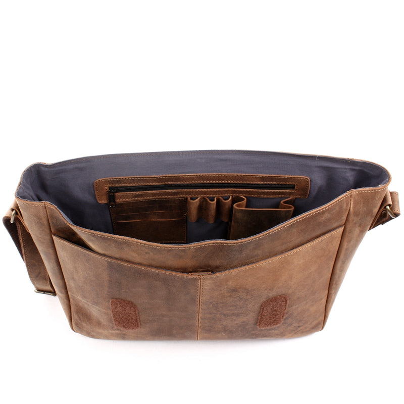 Leconi große Umhängetasche Schultertasche Messenger Bag Aktentasche Businesstasche Leder vintage braun LE3064 Exklusivangebot