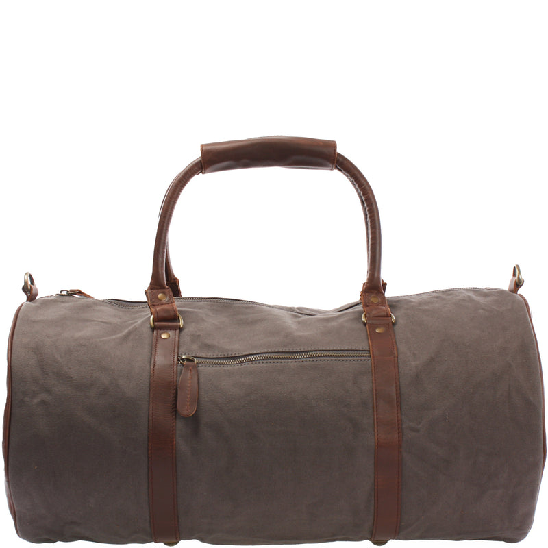 Leconi Weekender Reisetasche Sporttasche vintage Leder Canvas grau LE2004 Saisonschlussverkauf