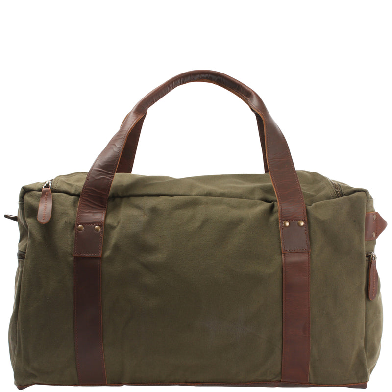 Leconi Weekender Sporttasche Reisetasche Damen Herren Leder Canvas grün LE2014 Black Friday