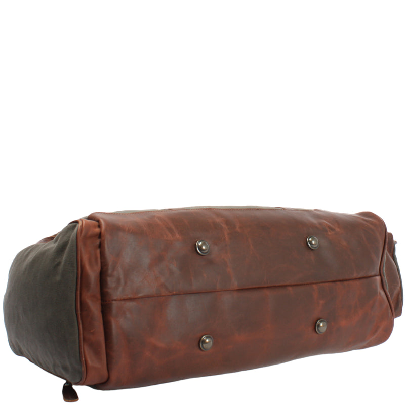 Leconi Reisetasche Weekender Sporttasche Damen Herren Leder Canvas grün LE2017 Cyber Monday