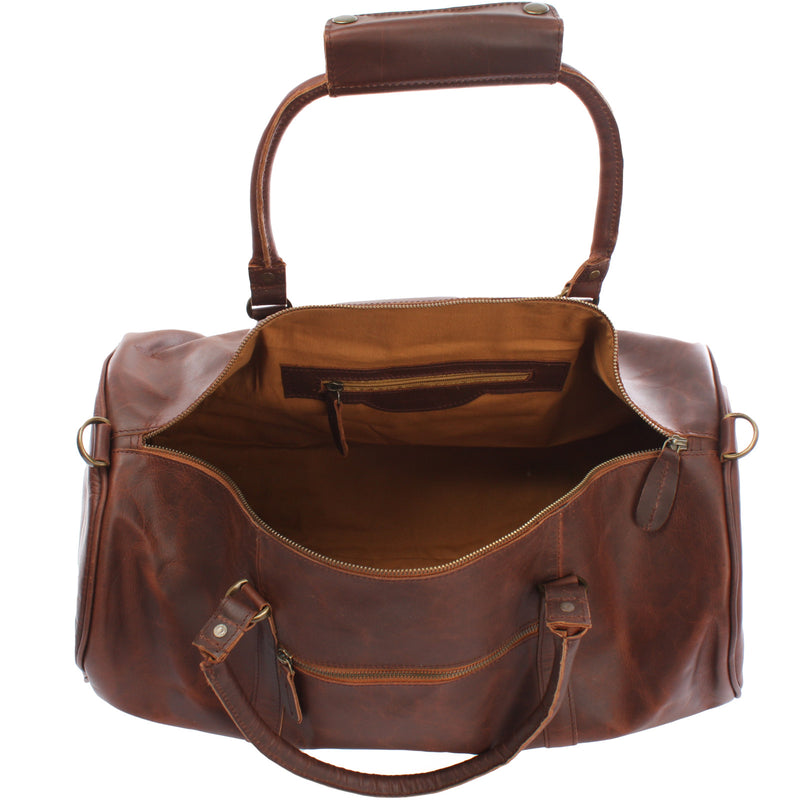 Leconi Weekender Reisetasche Sporttasche vintage Leder braun LE2004 Weihnachtsangebot