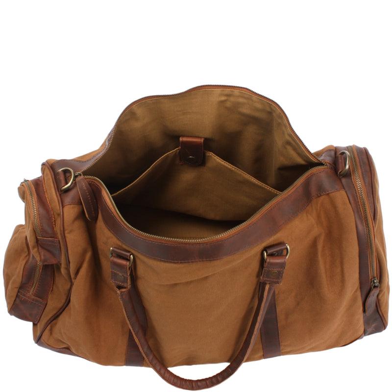 Leconi Reisetasche Weekender Sporttasche Leder Canvas cognac LE2017 Osterangebot