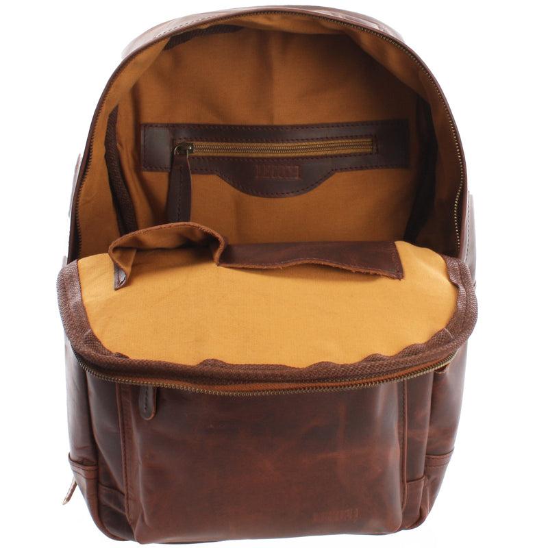 Leconi Rucksack Lederrucksack Freizeitrucksack Damen Herren Leder braun LE1009 Jubiläumsangebot