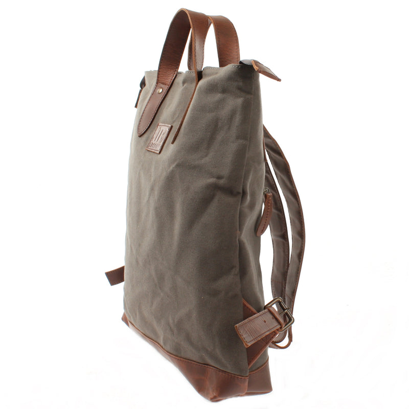 Leconi Freizeitrucksack Rucksack DIN A4 Canvas Leder grau LE1021 Lagerräumung