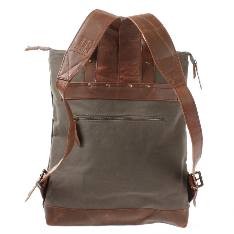 Leconi Freizeitrucksack Rucksack DIN A4 Canvas Leder grau LE1021 Lagerräumung