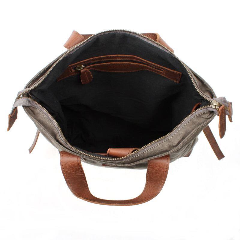 Leconi Freizeitrucksack Rucksack DIN A4 Canvas Leder grau LE1021 Lagerräumung