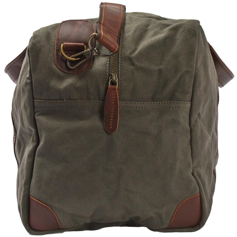 Leconi große Reisetasche Weekender Handgepäck Canvas Leder grün LE2020 Heißer Verkauf