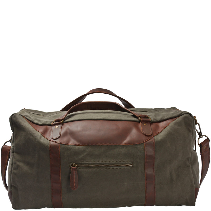 Leconi große Reisetasche Weekender Handgepäck Canvas Leder grün LE2020 Heißer Verkauf