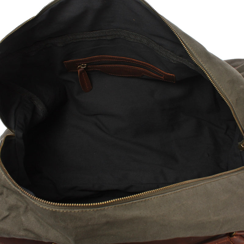 Leconi große Reisetasche Weekender Handgepäck Canvas Leder grün LE2020 Heißer Verkauf