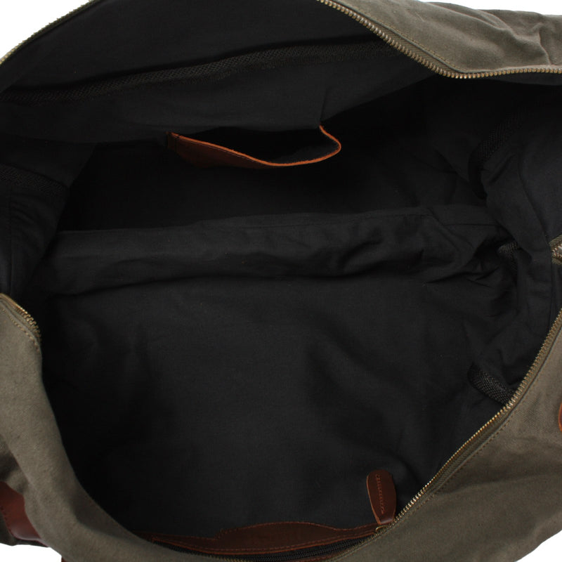 Leconi große Reisetasche Weekender Handgepäck Canvas Leder grün LE2020 Heißer Verkauf