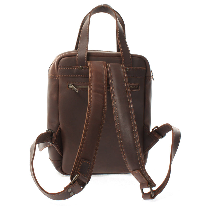 Leconi kleiner Rucksack Lederrucksack Leder dunkelbraun LE1028 Top Angebot