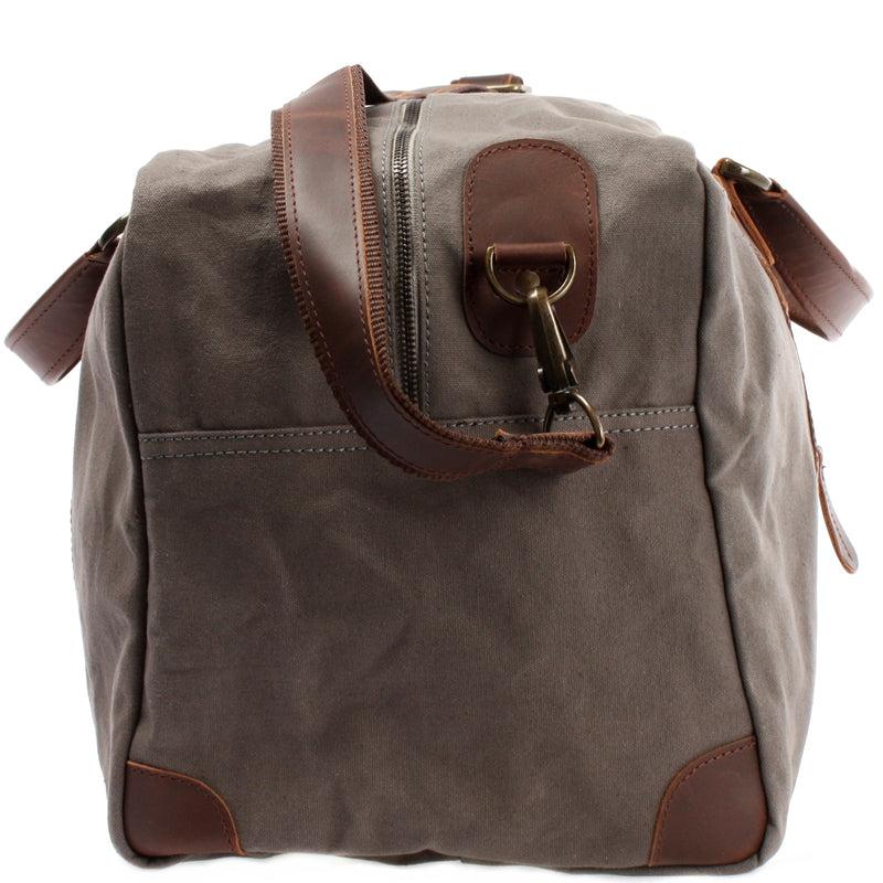 Leconi große Reisetasche Weekender Handgepäck Canvas Leder grau LE2020 Neueste Mode