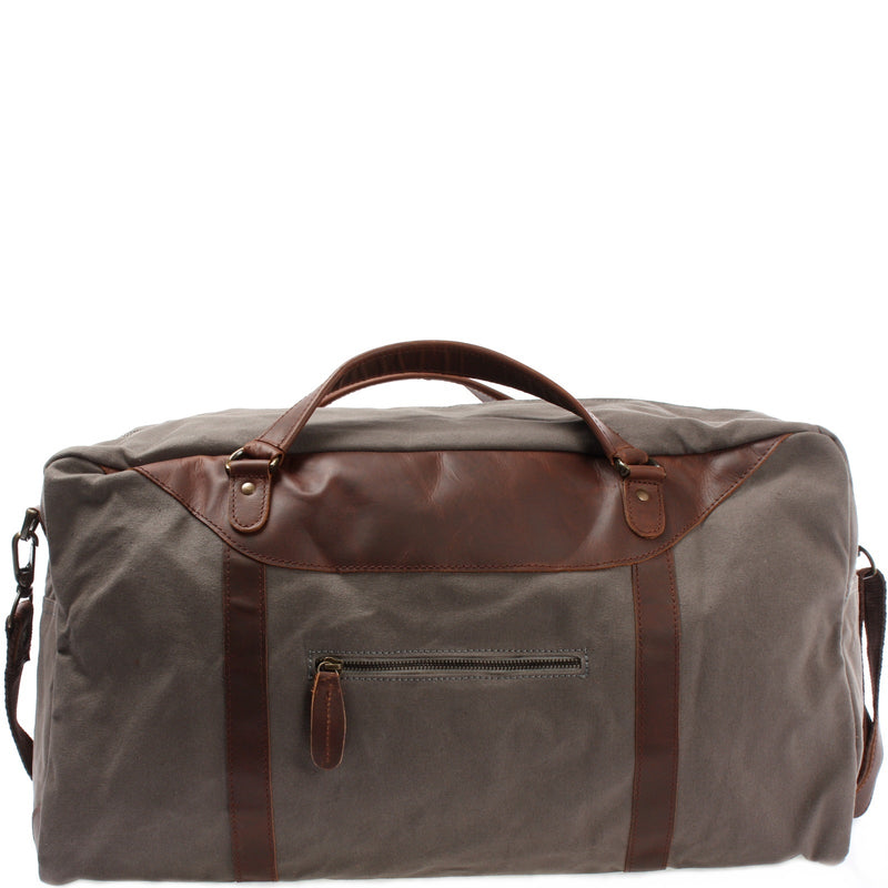 Leconi große Reisetasche Weekender Handgepäck Canvas Leder grau LE2020 Neueste Mode