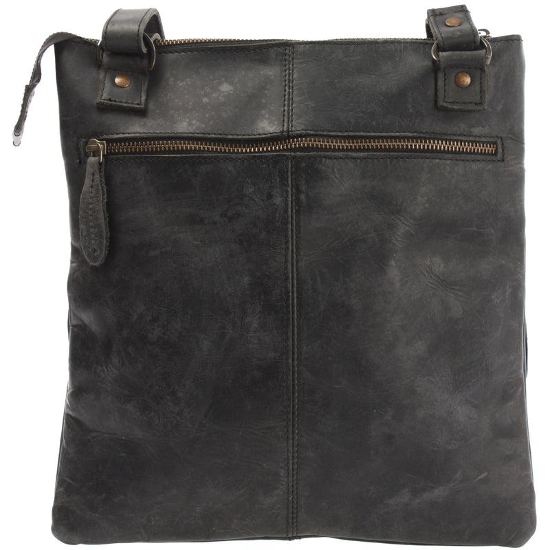 Leconi Umhängetasche Schultertasche Damen Herren Used Look Leder grau LE3011 Online Outlet