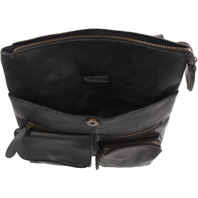 Leconi Umhängetasche Schultertasche Damen Herren Used Look Leder grau LE3011 Online Outlet