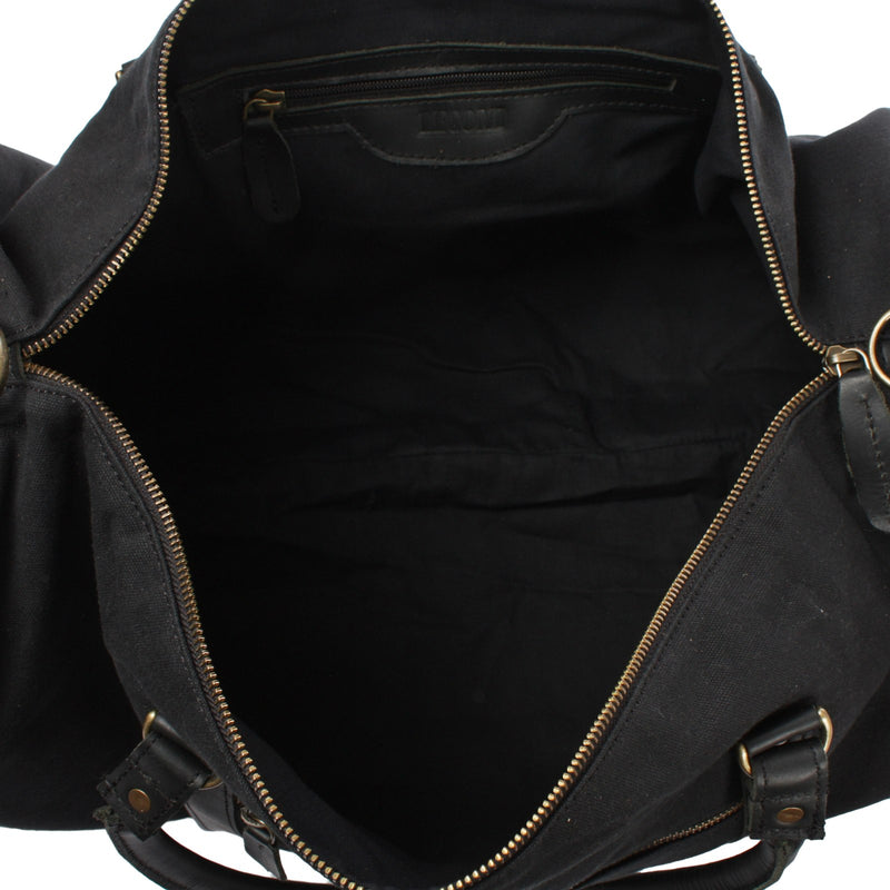 Leconi Weekender Reisetasche Sporttasche vintage Leder Canvas schwarz LE2004 Exklusive Angebote