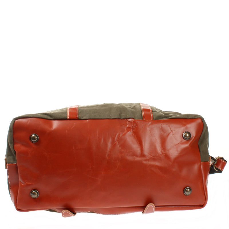 Leconi Reisetasche Weekender Handgepäck Leder Canvas grün LE2010 Neuheiten