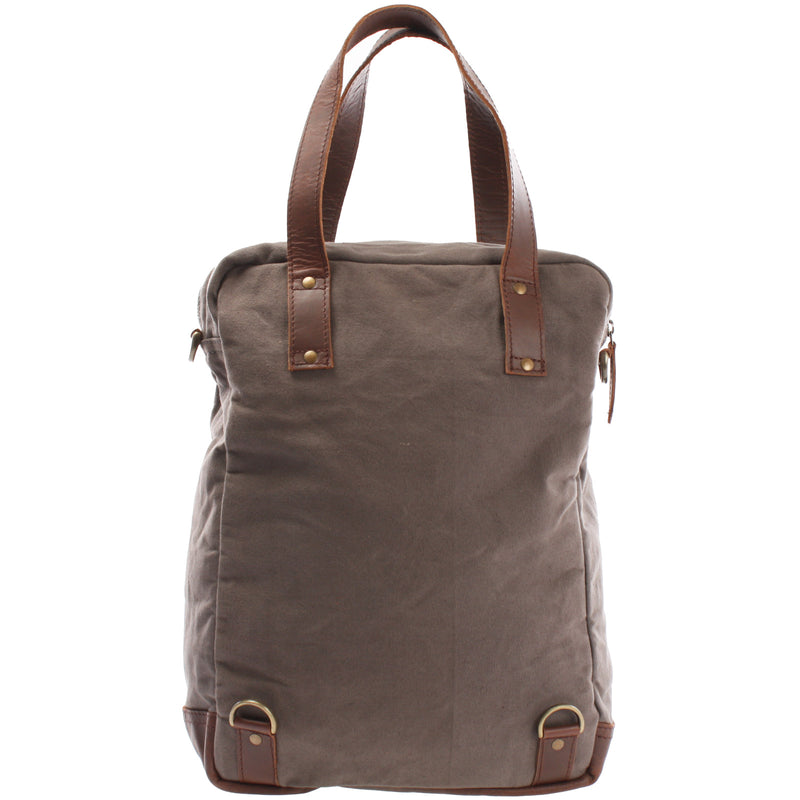 Leconi Rucksack Umhängetasche Damen Herren Leder Canvas grau LE1014 Bestseller