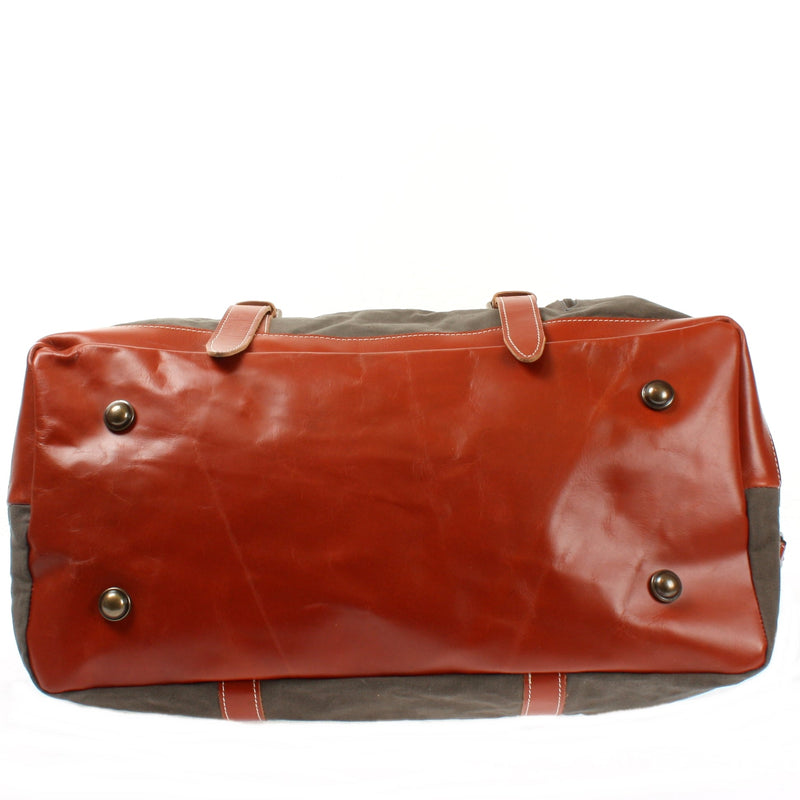 Leconi Reisetasche Weekender Handgepäck Leder Canvas grau LE2010 Räumungsverkauf