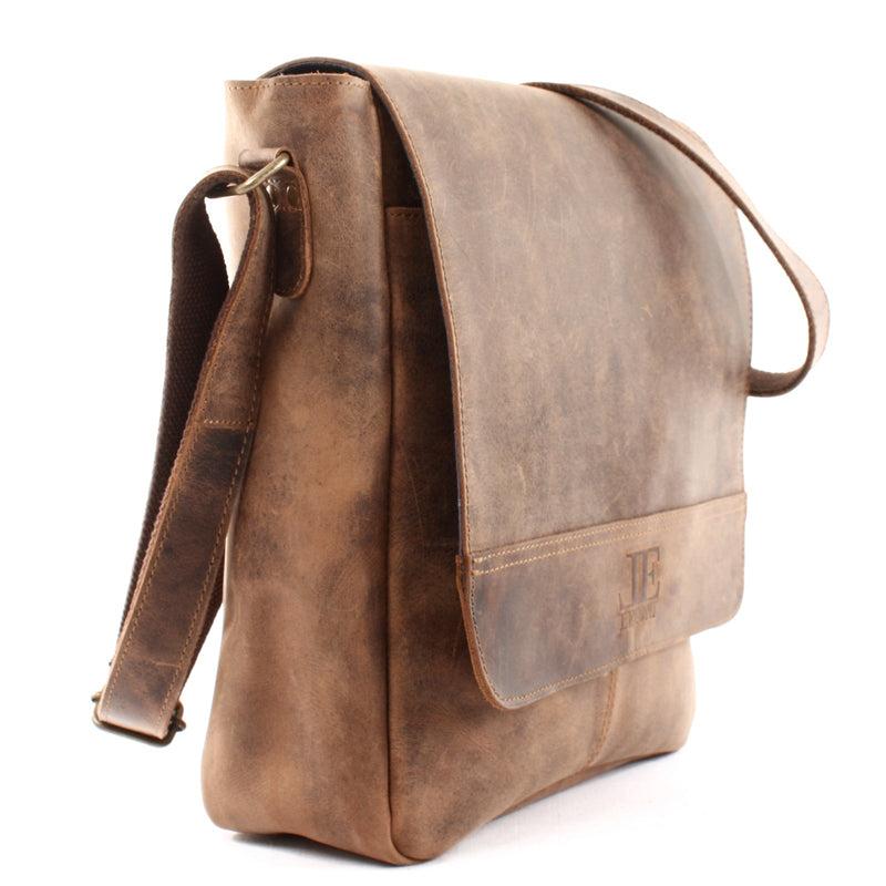 Leconi Umhängetasche Schultertasche Messenger Bag Kuriertasche Businesstasche Leder vintage braun LE3063 Kauf eins, bekomm eins gratis