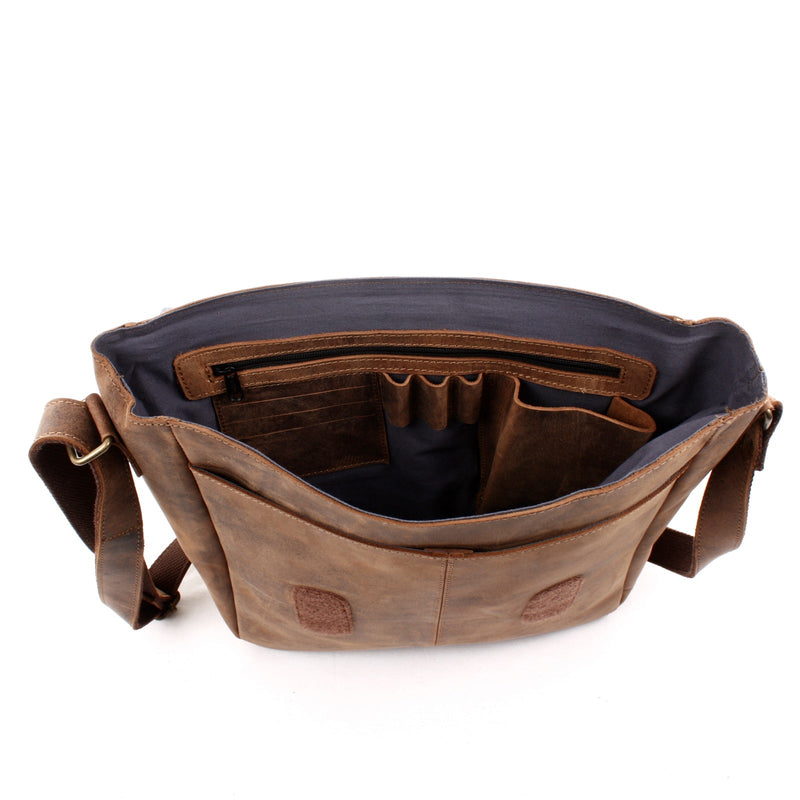 Leconi Umhängetasche Schultertasche Messenger Bag Kuriertasche Businesstasche Leder vintage braun LE3063 Kauf eins, bekomm eins gratis