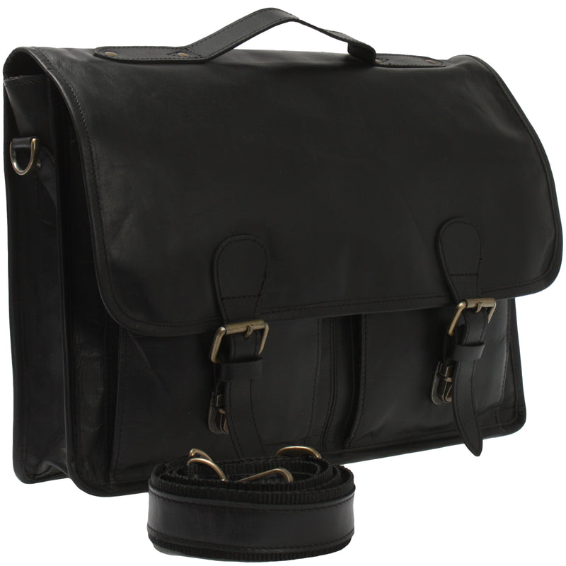 Leconi Aktentasche Businesstasche Messenger Bag Vintage Leder schwarz LE3009 Tägliche Deals