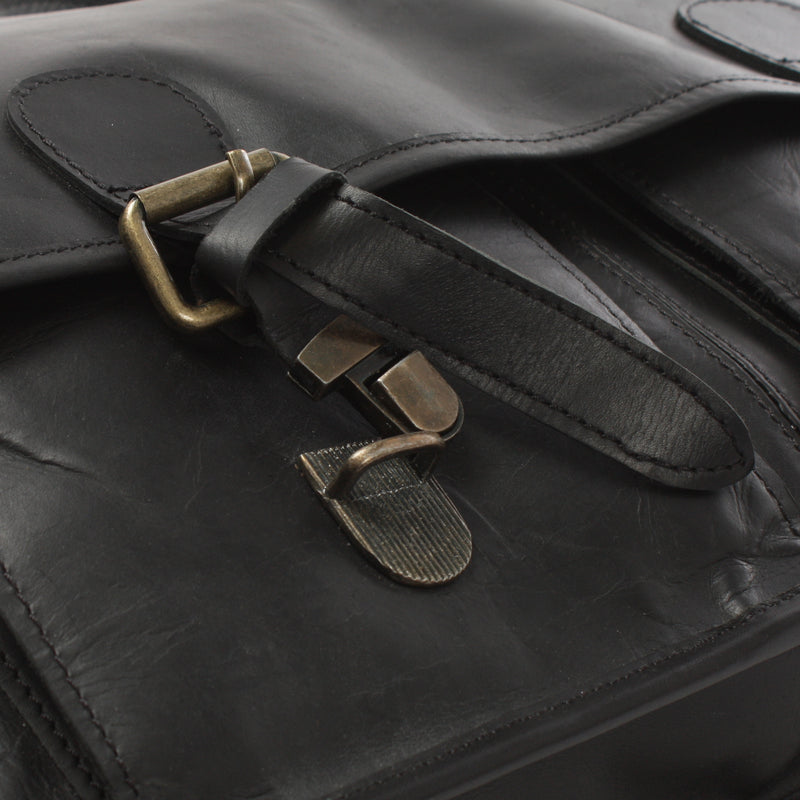 Leconi Aktentasche Businesstasche Messenger Bag Vintage Leder schwarz LE3009 Tägliche Deals
