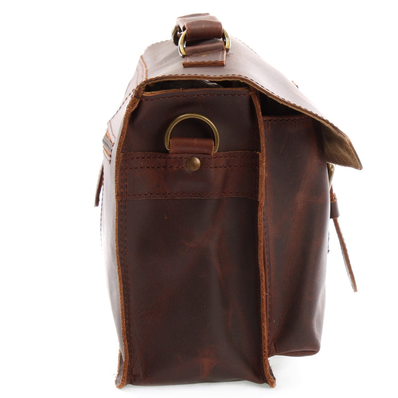 Leconi kleine Umhängetasche Schultertasche Damen Herren Leder braun LE3023 Sonderangebote