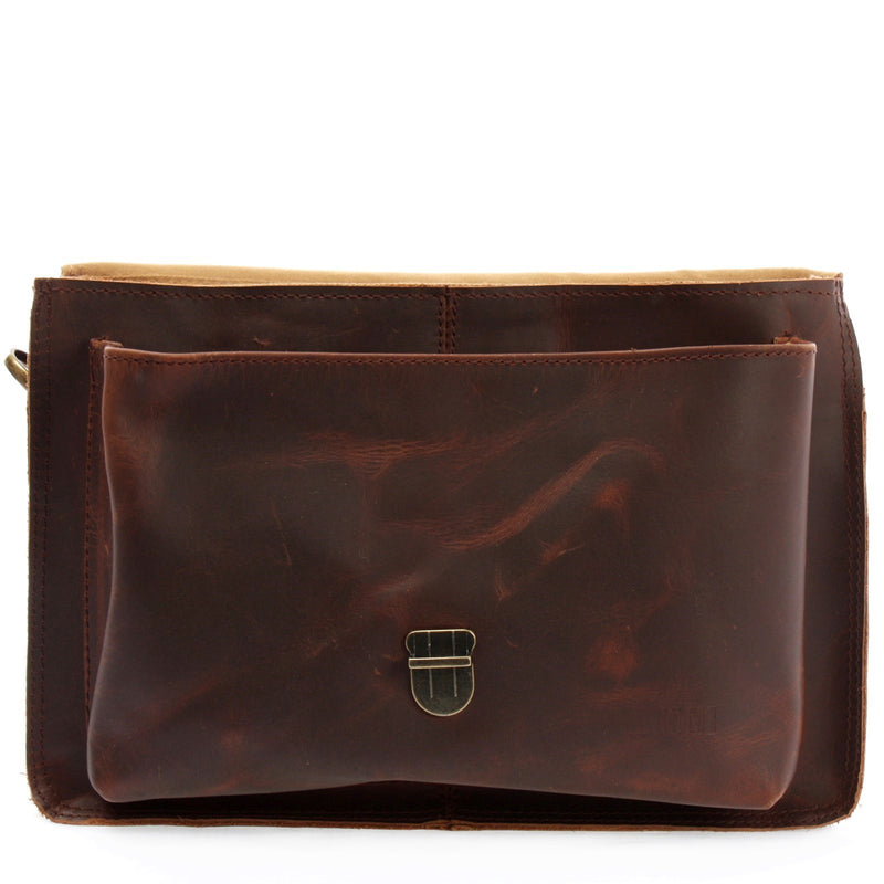 Leconi kleine Umhängetasche Schultertasche Damen Herren Leder braun LE3023 Sonderangebote