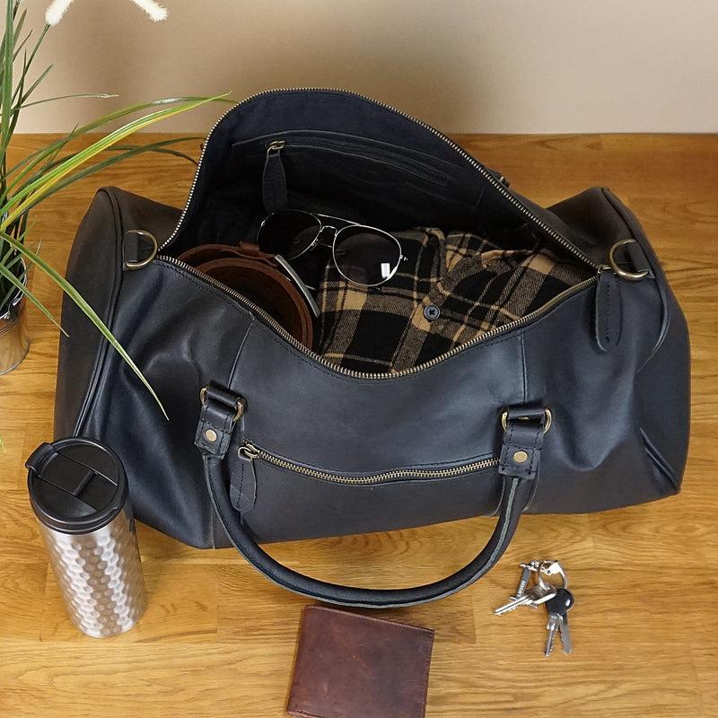 Leconi Weekender Reisetasche Sporttasche vintage Leder schwarz LE2004 Riesige Ersparnisse