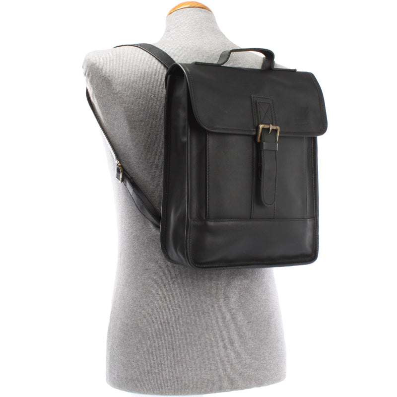 Leconi Freizeitrucksack Lederrucksack Cityrucksack Leder schwarz LE1030 Tiefpreis