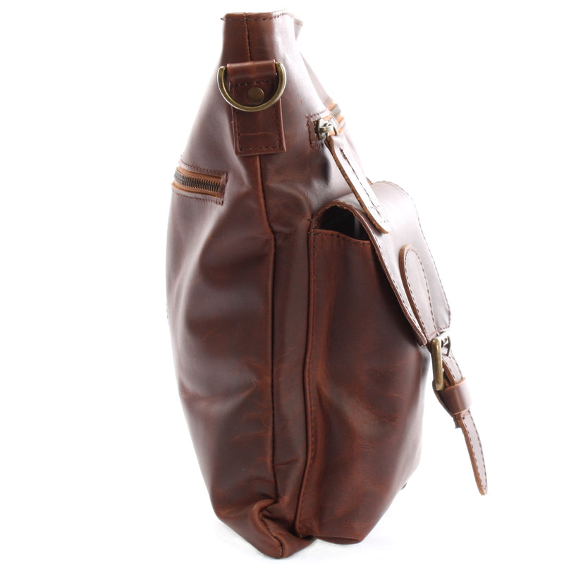 Leconi Umhängetasche Schultertasche Ledertasche Leder braun LE3084 Super Sparpreis