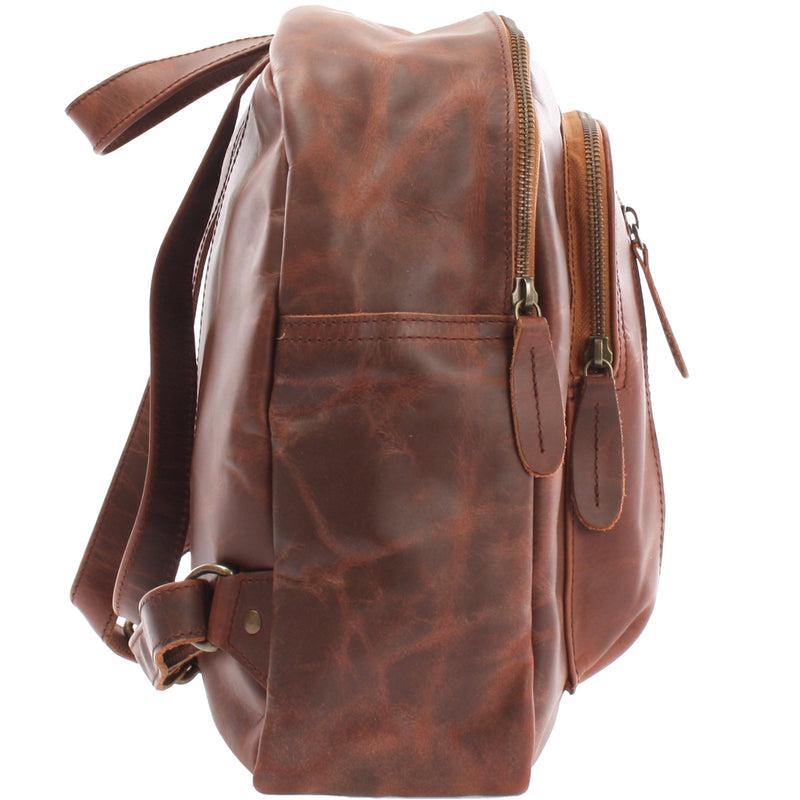 Leconi kleiner Rucksack Freizeitrucksack Lederrucksack Leder braun LE1011 Wochenangebot