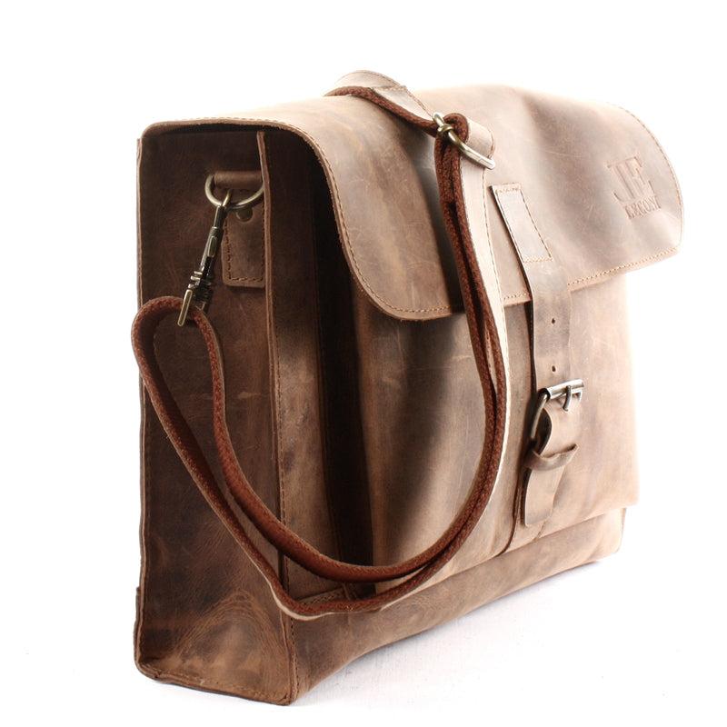 Leconi Messenger Bag Aktentasche Damen Herren Leder vintage braun LE3054 Kostenlose Rückgabe