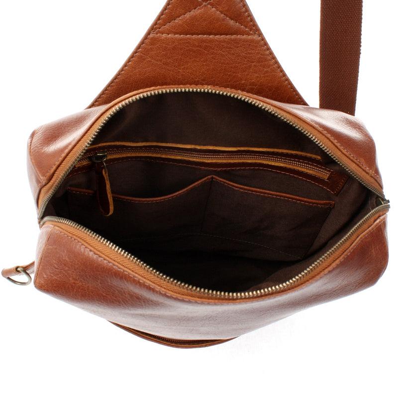 Leconi Crossbag Bodybag Lederrucksack Freizeit Rucksack Damen Herren Leder braun LE1029 Begrenzte Freigabe