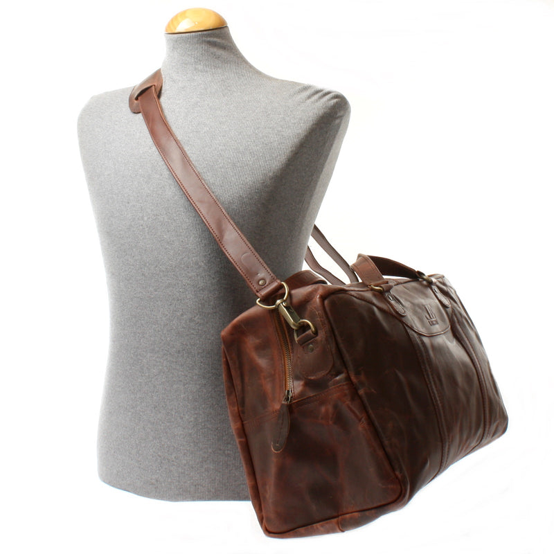 Leconi kleine Reisetasche Weekender Handgepäck Leder braun LE2009 JETZT KAUFEN