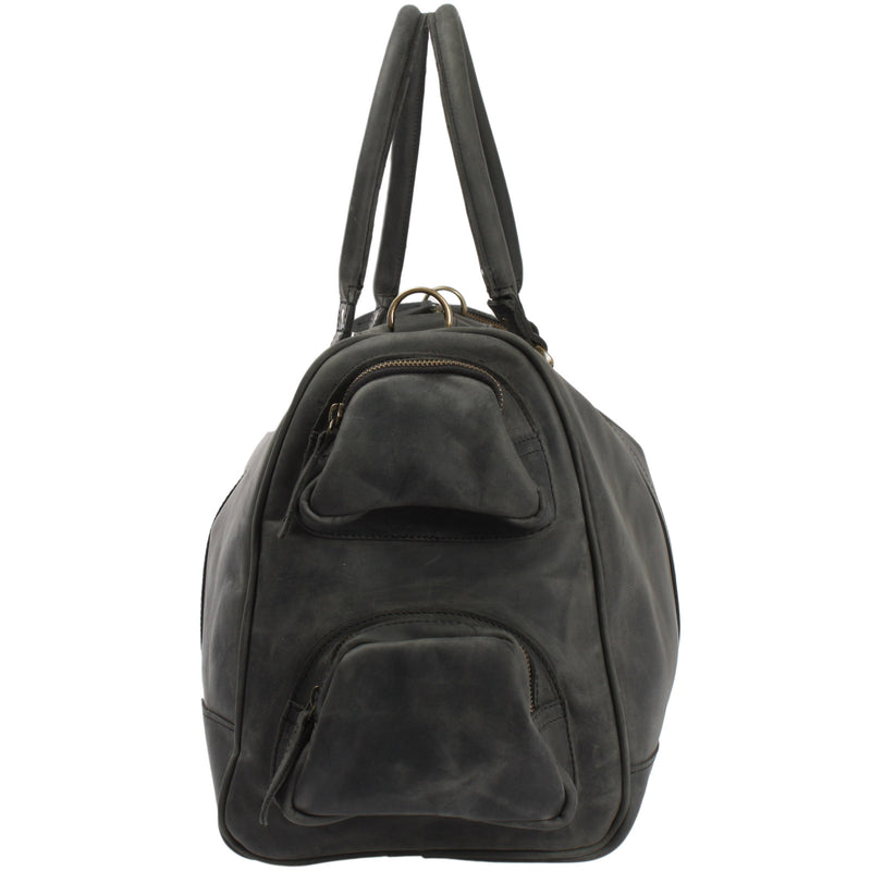 Leconi Reisetasche Weekender Sporttasche Ledertasche Damen Herren Leder grau LE2017 Neueste Stile