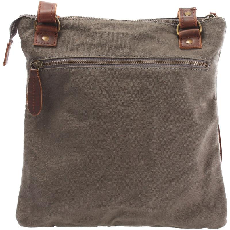 Leconi Umhängetasche Schultertasche Damen Herren Used Look Leder Canvas grau LE3011 Letzte 2 Tage