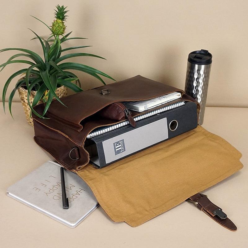 Leconi Aktentasche Businesstasche Messenger Bag Vintage Leder braun LE3008 Zeitbegrenzte Promotion
