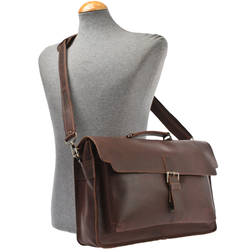 Leconi Aktentasche Businesstasche Messenger Bag Vintage Leder braun LE3008 Zeitbegrenzte Promotion