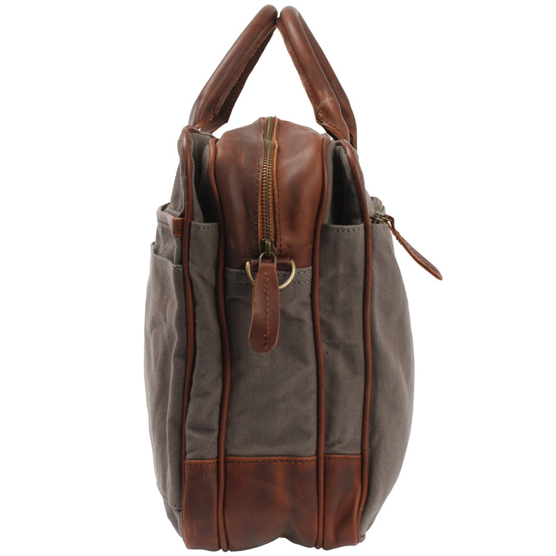 Leconi Aktentasche Handgepäck Trolleytasche Canvas Leder grau LE3066 Bis zu 50% Rabatt