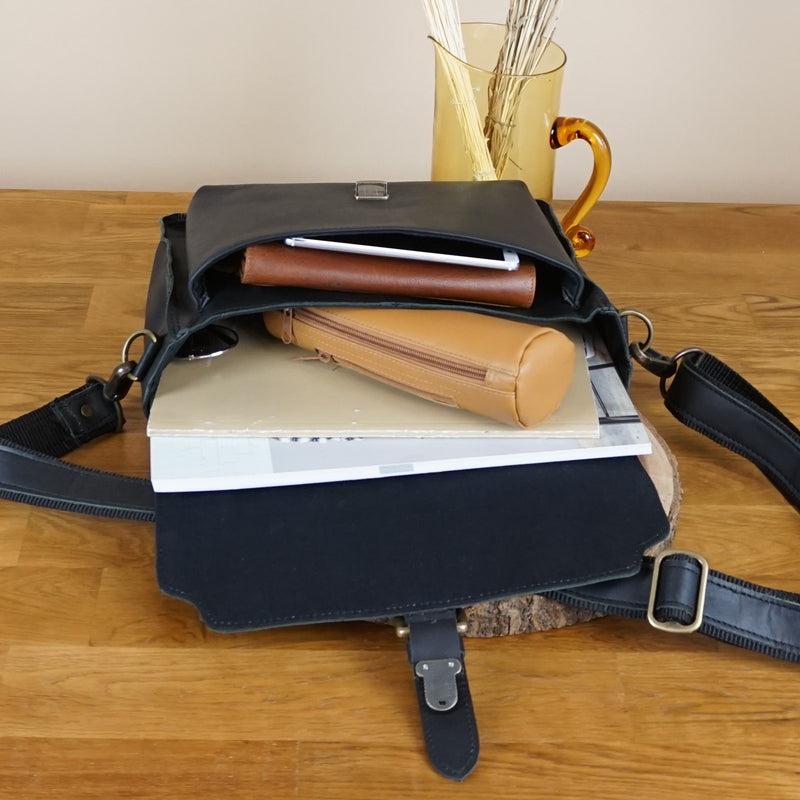 Leconi kleine Arbeitstasche Ledertasche Umhängetasche Leder schwarz LE3023 Bis zu 65% Rabatt
