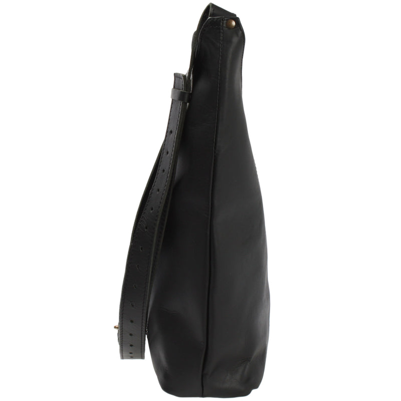 Leconi große Umhängetasche Schultertasche Beuteltasche Damentasche Leder schwarz LE0055 Sonderangebot der Fabrik